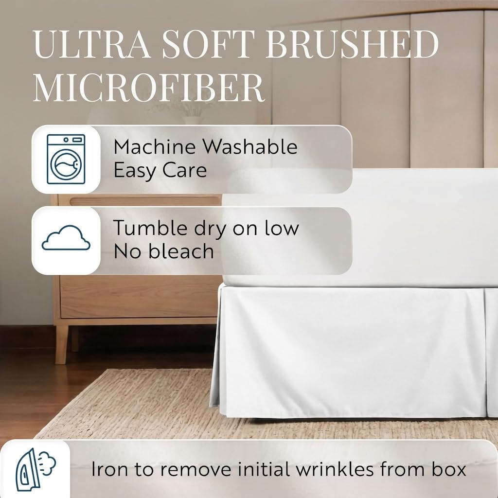 Linen Market king bed skirt designed for easy fit and hidden under-bed storage.