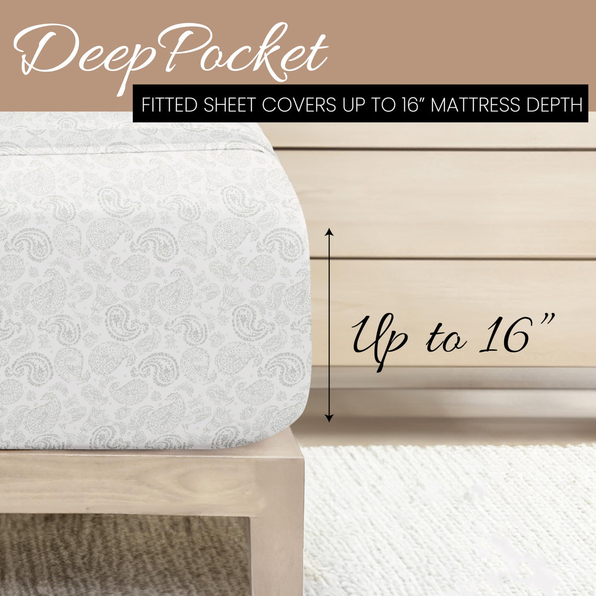Linen Market bedroom scene showcasing the gray floral sheets in a calm room
