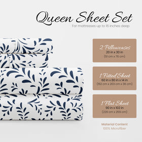 Close-up of Linen Market Burst of Vines Navy pattern fabric