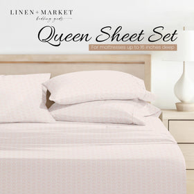 Close-up showing deep-pocket fit on Linen Market sheets