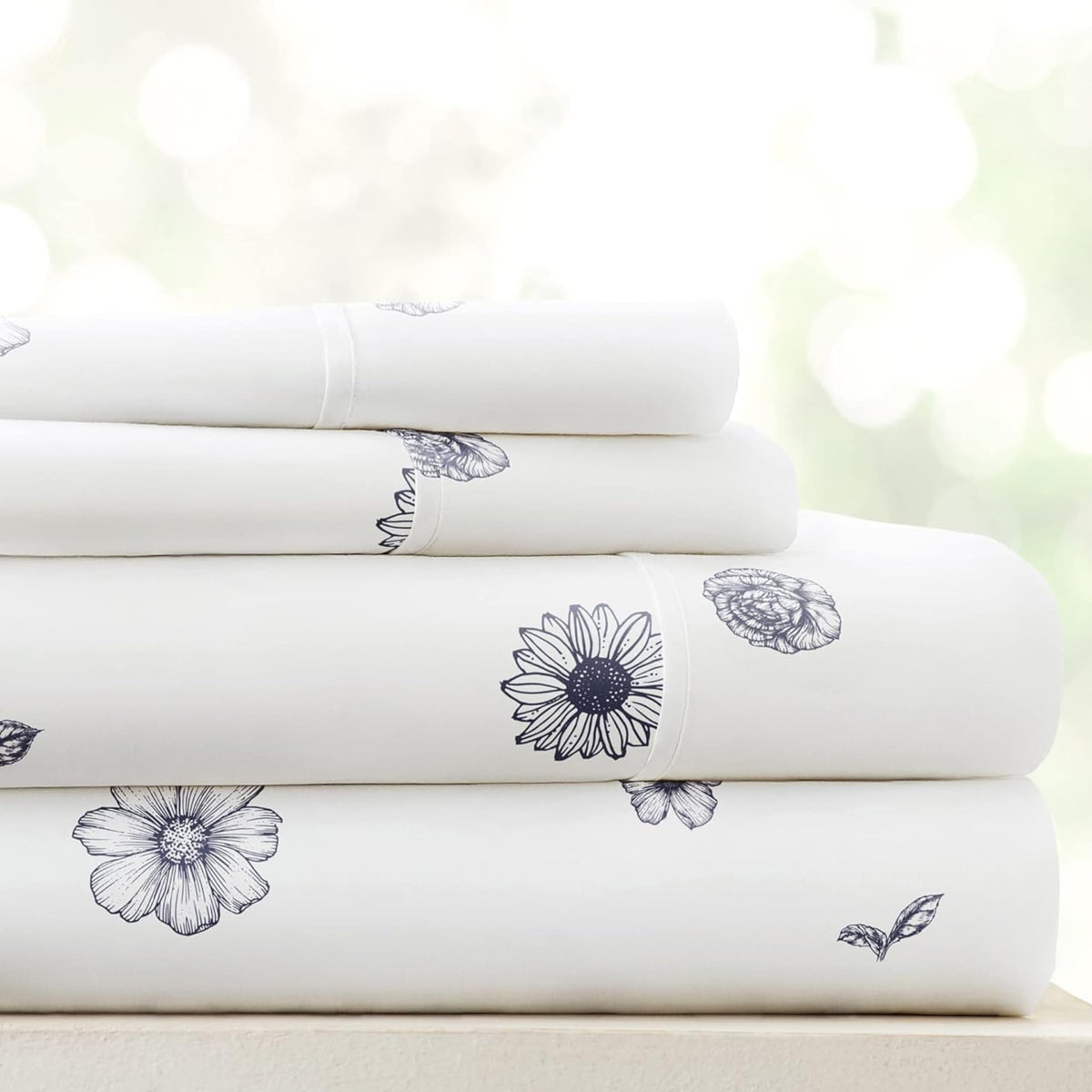 Linen Market Indigo Flowers Pattern Queen Sheet Set adds stylish pattern and breathable comfort.