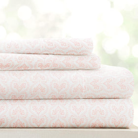 Linen Market patterned microfiber queen sheet set on bed for everyday comfort