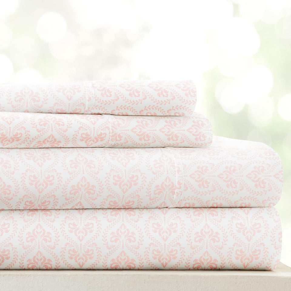 Linen Market patterned microfiber queen sheet set on bed for everyday comfort