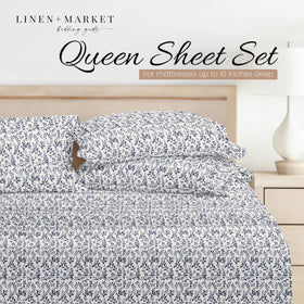Queen sheet set fitted sheet from Linen Market showing deep-pocket fit