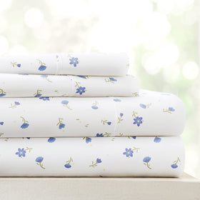 Linen Market soft floral light blue patterned microfiber full sheet set for restful nights.