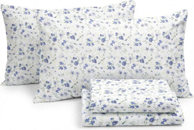 Linen Market Twin Sheets in light blue floral set offer soft, breathable comfort for cooler nights.