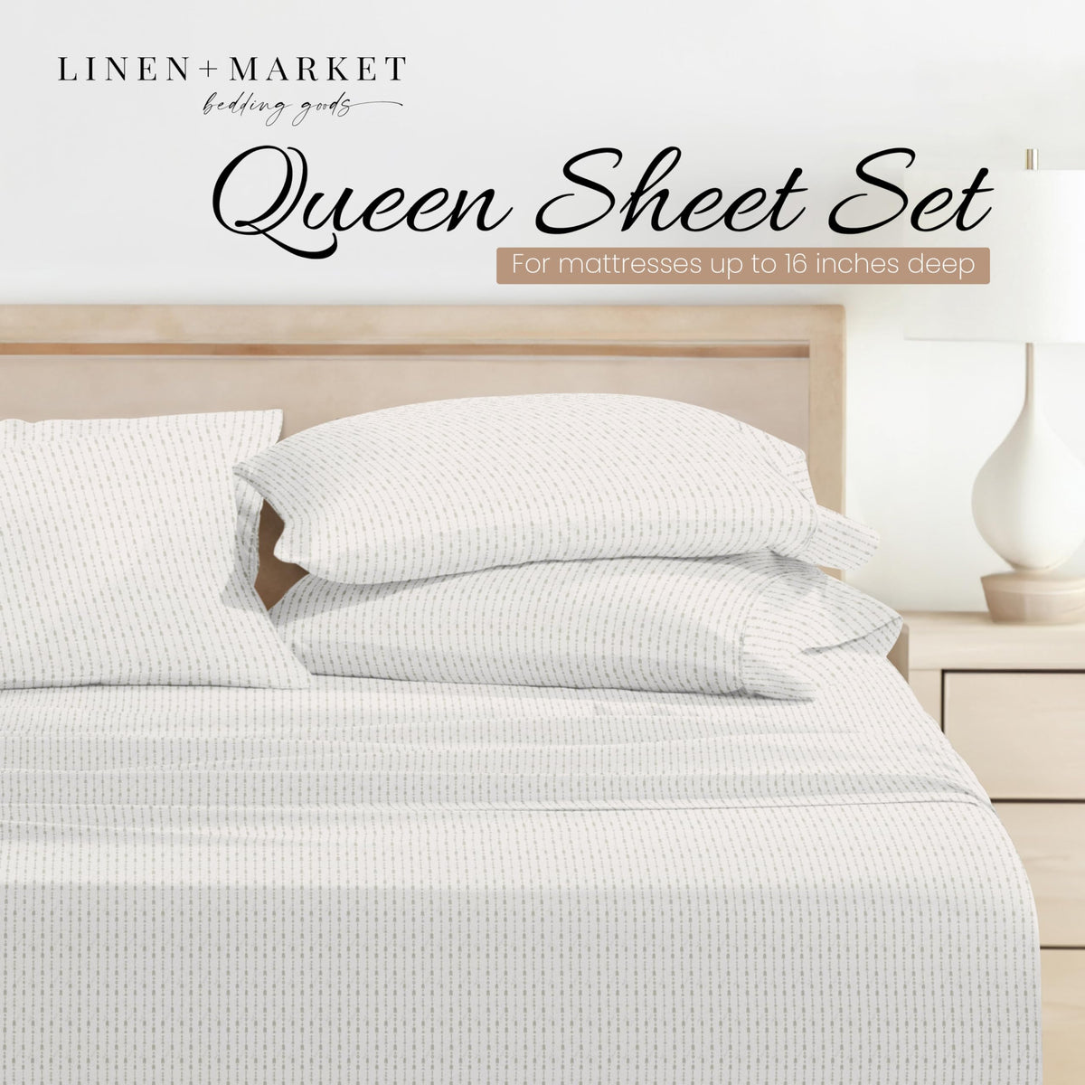 Linen Market wrinkle-free finish displayed on a neatly made bed