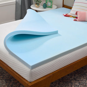 Linenspa 2-inch gel memory foam topper on king bed close-up showcasing cooling comfort