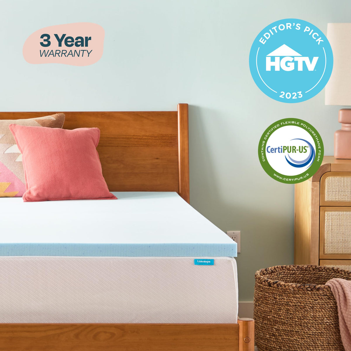 Linenspa CertiPUR-US topper uses safe materials for reliable durability.