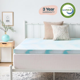 Linenspa easy setup with unrolled topper expanding on bed