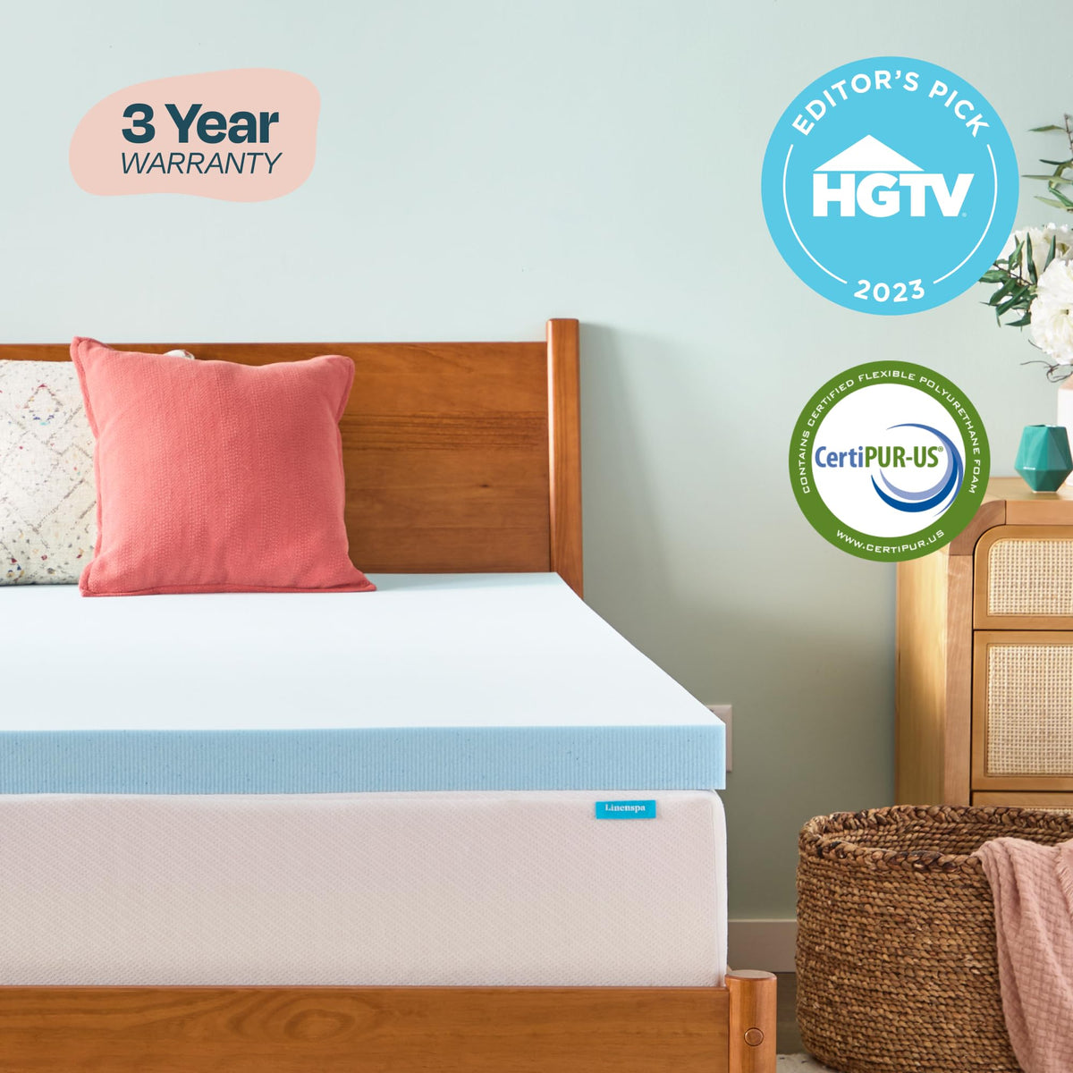 Linenspa gel-infused memory foam cooling feature illustration.