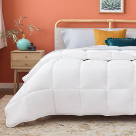 Linenspa white-down-alternative comforter with box-stitch design for even warmth and secure fill.