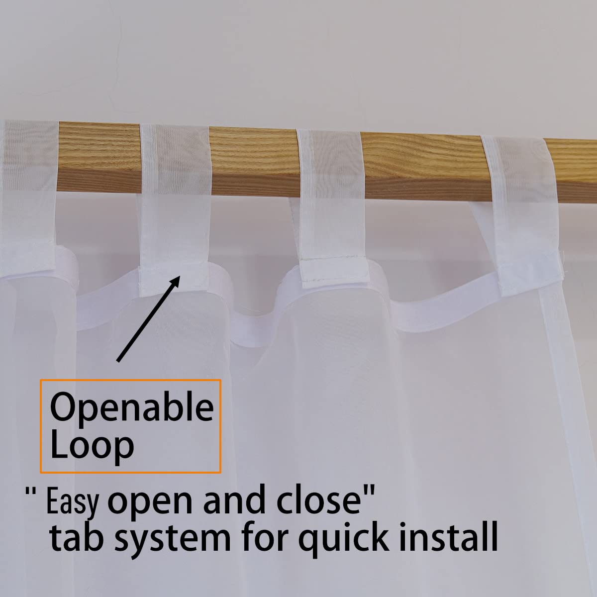 Linentalks easy open tab top canopy curtains enable quick setup.