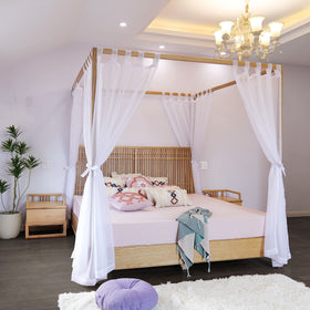 Linentalks sheer canopy curtains for twin bed brighten compact spaces.