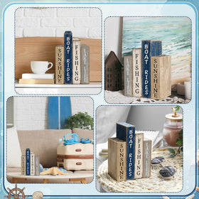 Lineshading blue gray white blocks create rustic coastal mood.
