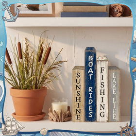 Lineshading colorful wooden signs brighten dining spaces.
