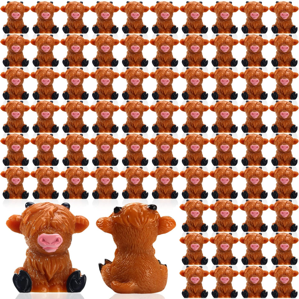 Lineshading mini Highland cow figurine close-up for detailed DIY decor