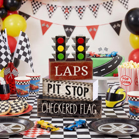 Lineshading race car table decor 1 adds a playful centerpiece for kids' parties.
