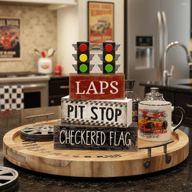 Lineshading race car table decor 2 enhances table styling with racing vibes.