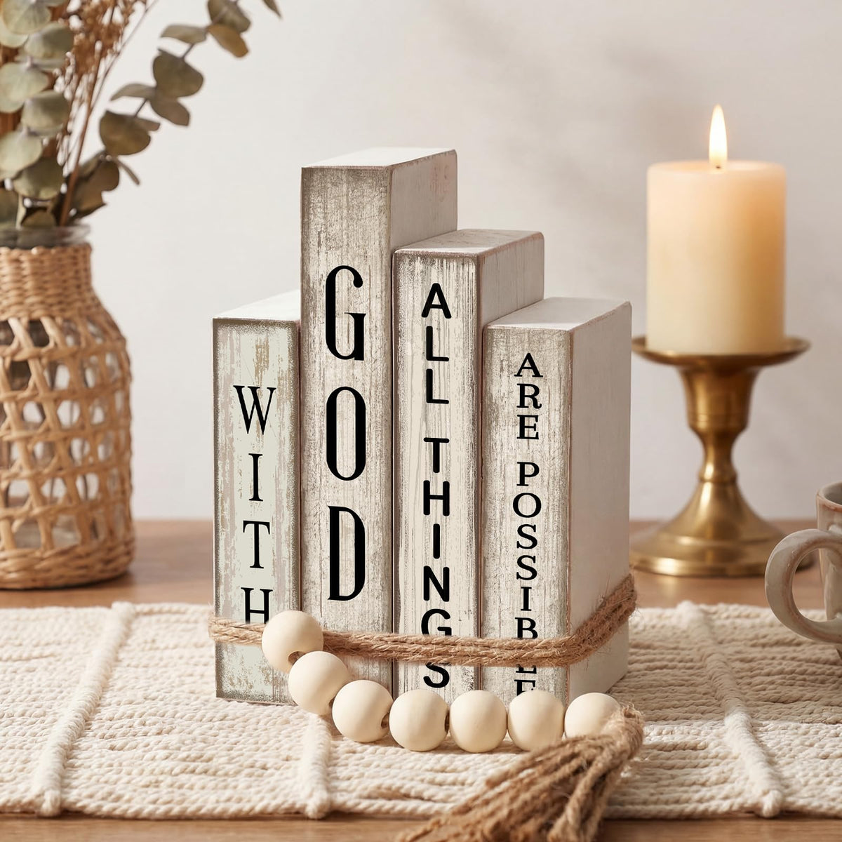 Lineshading versatile display on shelf or mantel with coordinated decor.