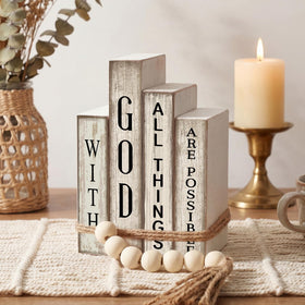 Lineshading versatile display on shelf or mantel with coordinated decor.