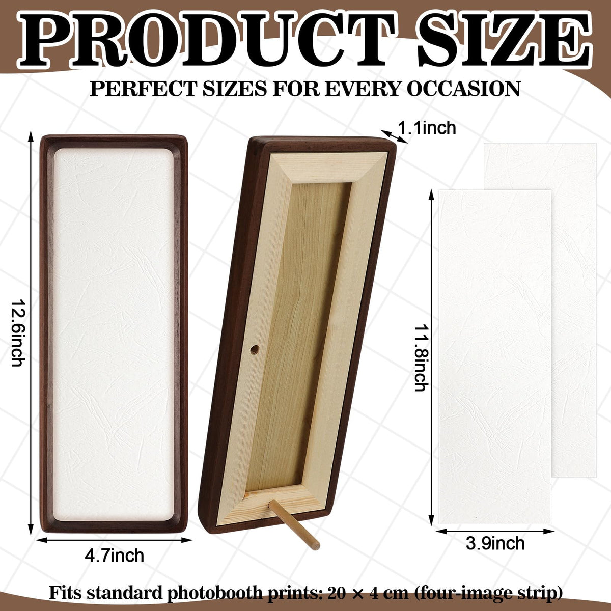 Lineshading walnut wood photo-strip frame horizontal layout for modern keepsakes.