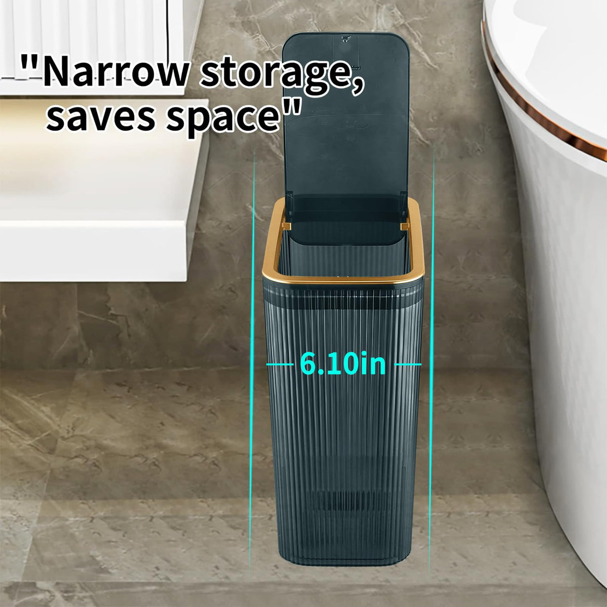 Lingerlanden elegant transparent trash bin complements any decor while staying discreet.