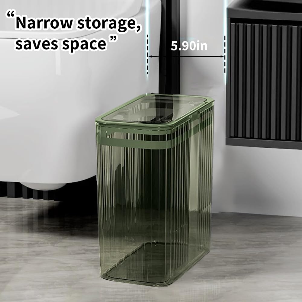 Lingerlanden green plastic trash can, compact and easy to clean.