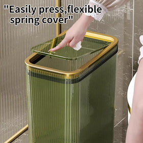 Lingerlanden slim rectangular trash bin fits compact spaces like bathrooms and small kitchens.