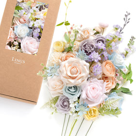 Ling's Moment fake flowers box centerpiece kit shows realistic blooms for easy DIY arrangements.