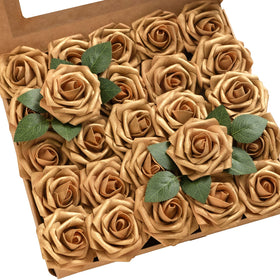 Ling's moment fall artificial flowers with gold 3in roses for elegant wedding centerpieces.