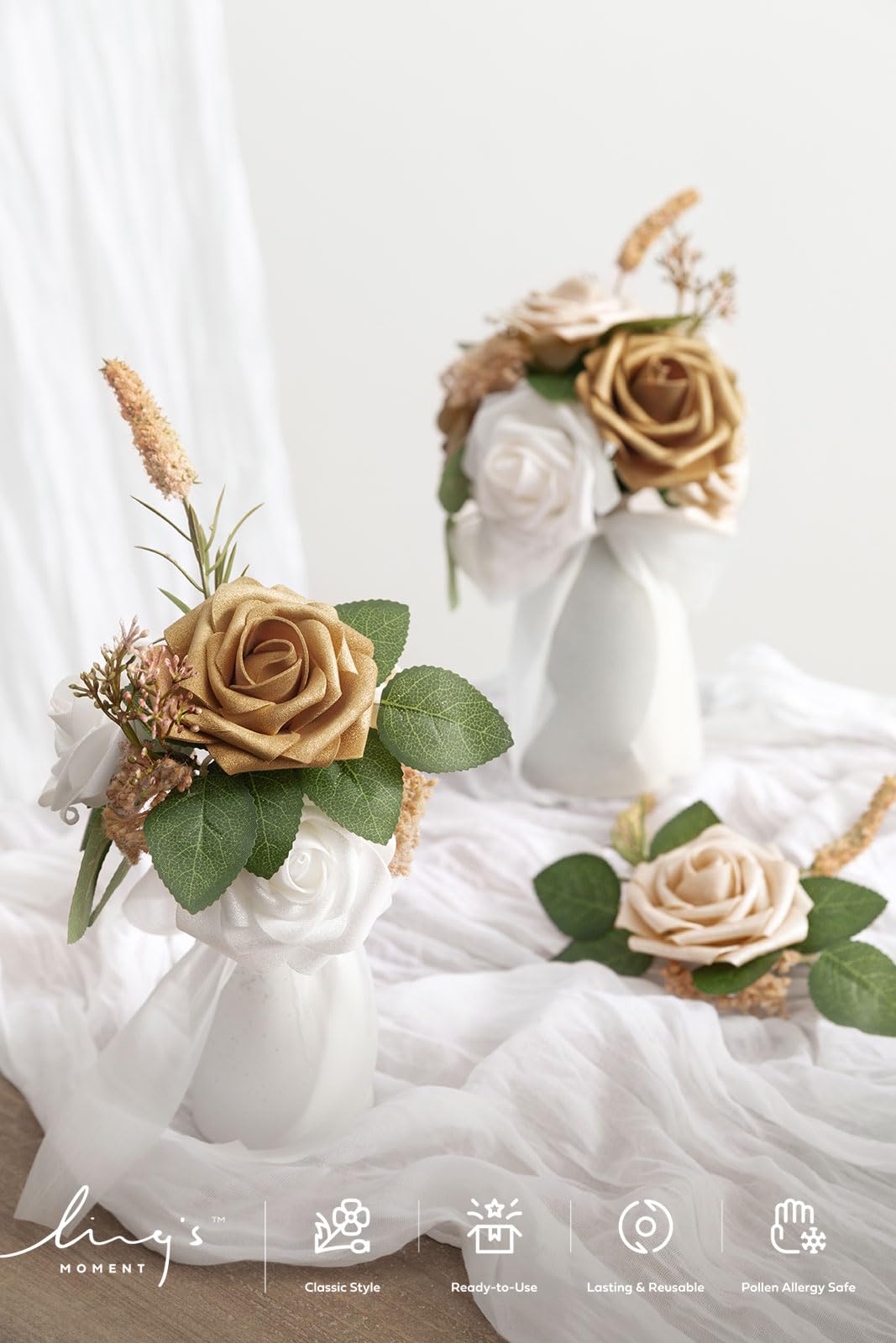 Ling's Moment garden pot decor with durable faux blooms.