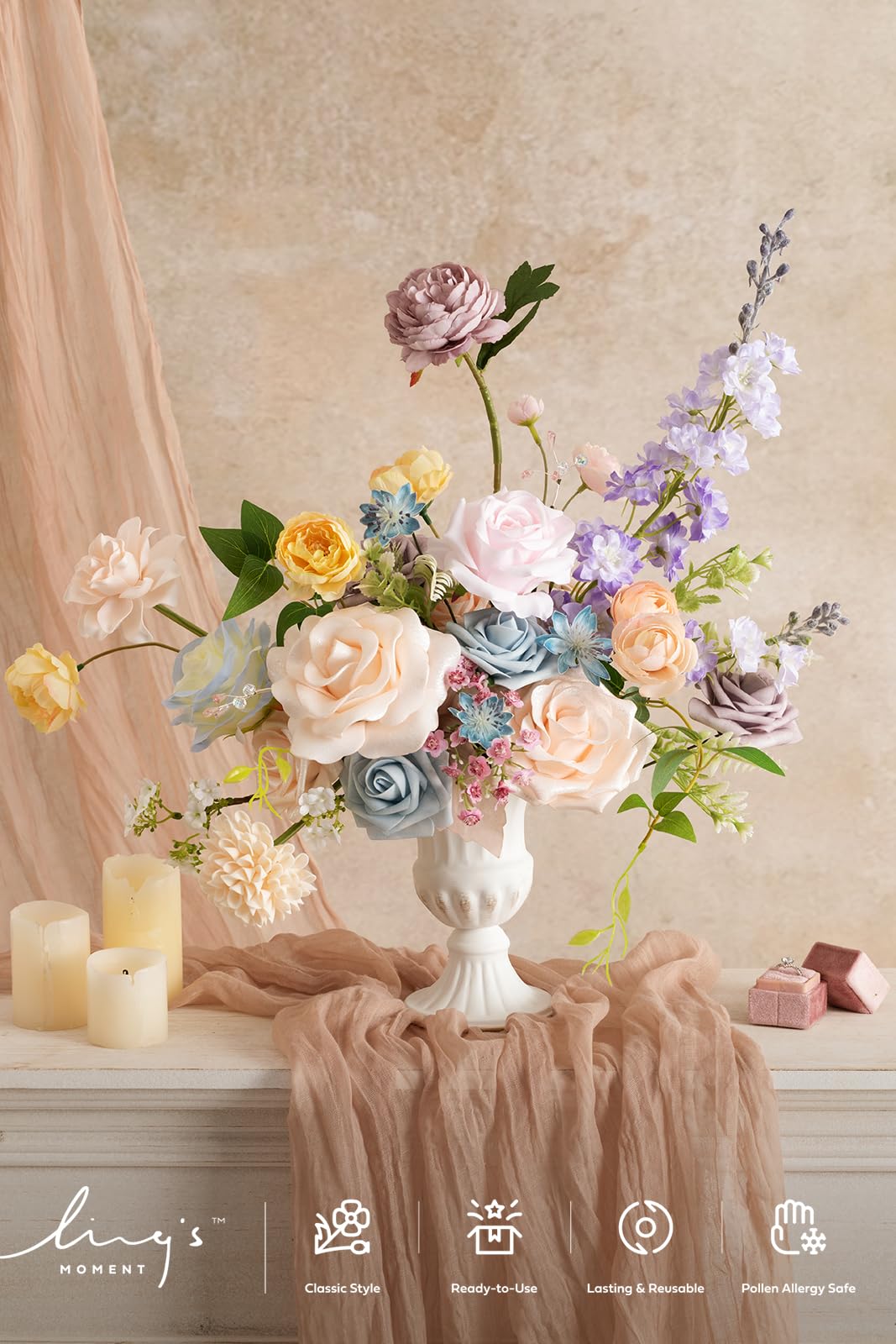 Ling's Moment wedding decor set with foam roses and silk blooms for vibrant, lasting displays.