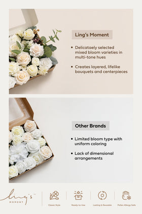 Ling's Moment wooden ruler helps trim stems for precise centerpieces.