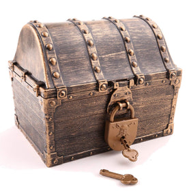 Lingway Toys pirate treasure chest front view with vintage bronze finish for pretend storage