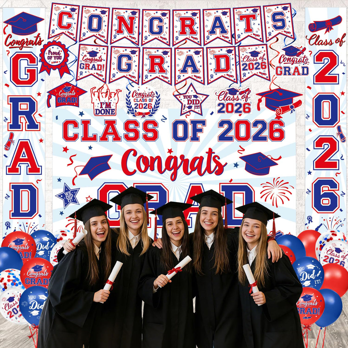 LINHAXM balloons for Congrats Grad brighten the party space