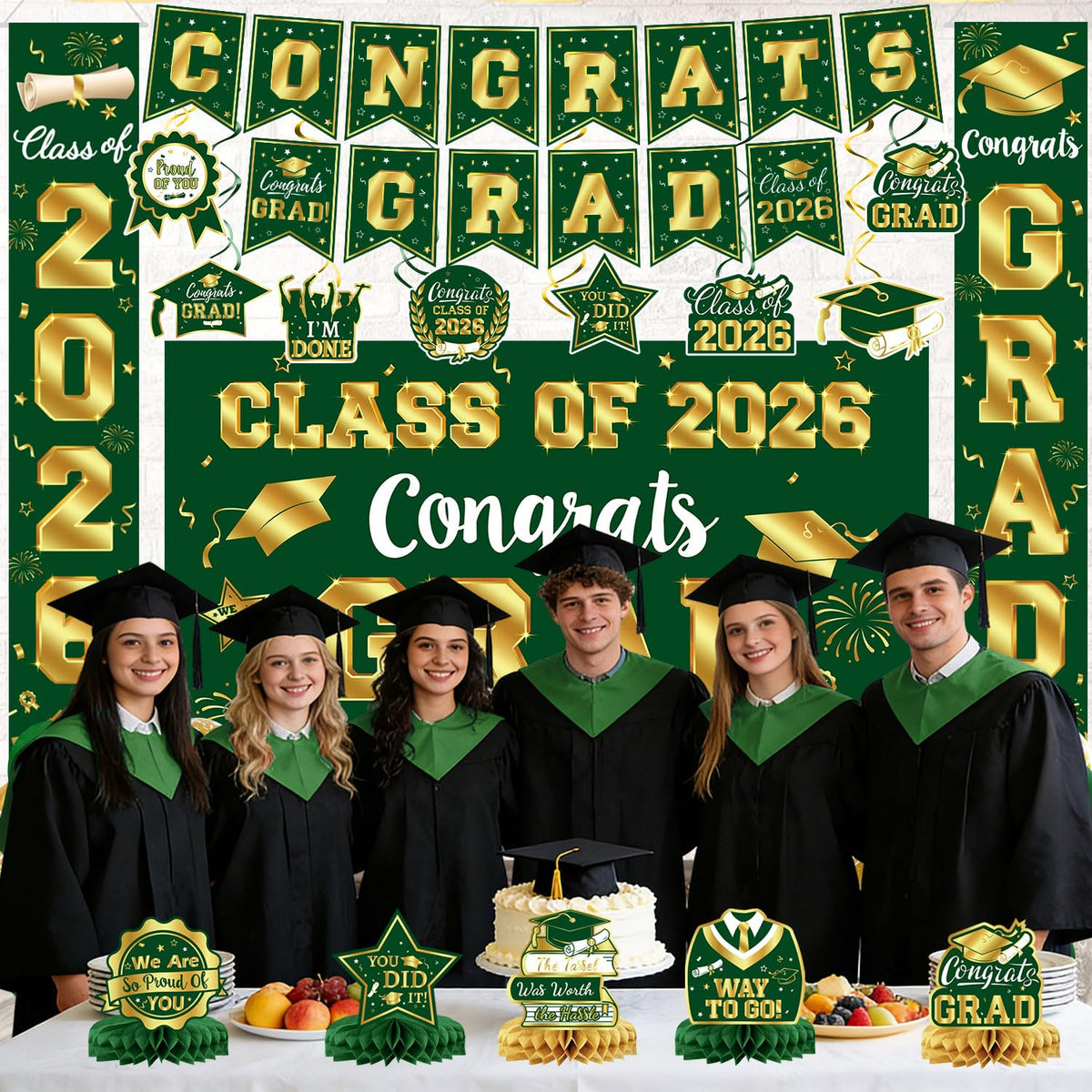 LINHAXM balloons with Congrats Grad enhance party atmosphere.