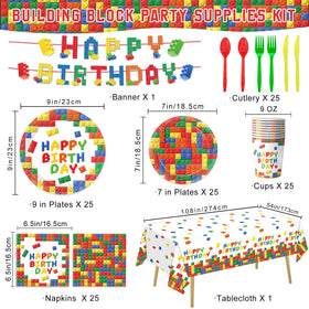 LINHAXM building block dessert plates 7-inch add playful color to treats