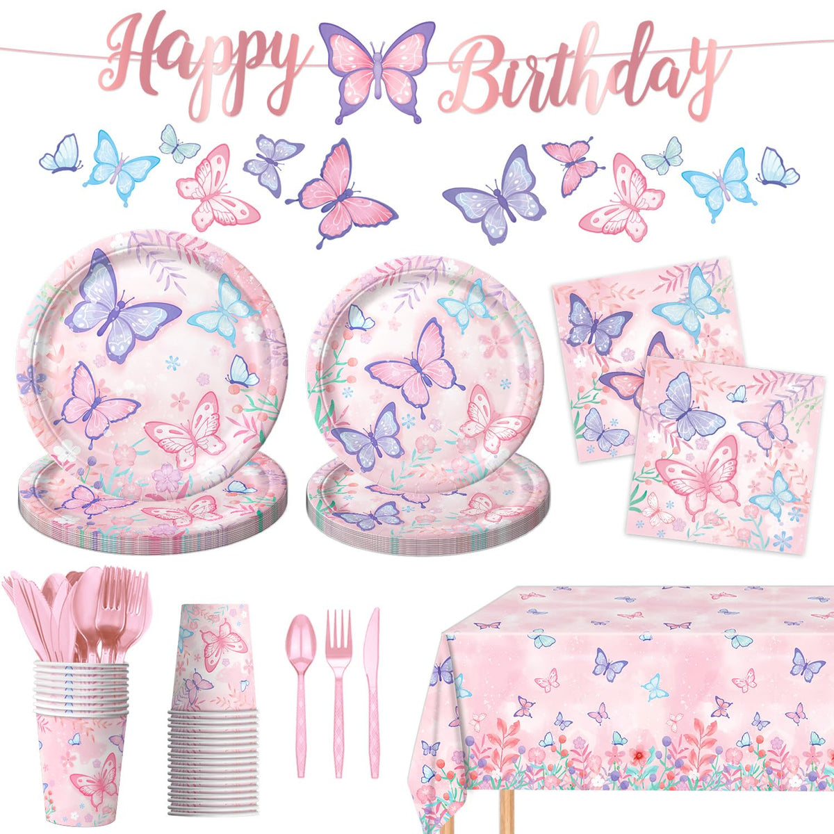 LINHAXM butterfly plates 9-inch for bright birthday dining and easy cleanup.