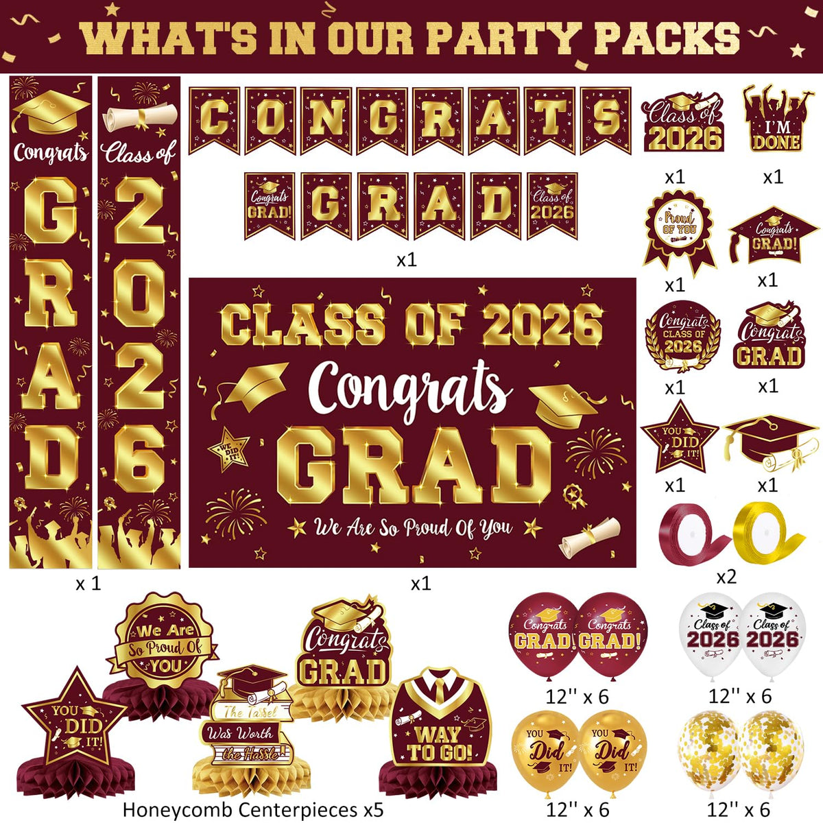 LINHAXM graduation backdrop maroon and gold creates elegant party ambiance.