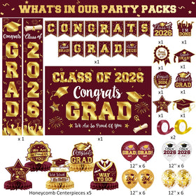 LINHAXM graduation backdrop maroon and gold creates elegant party ambiance.