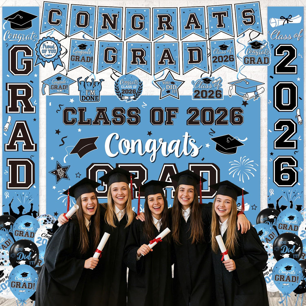 LINHAXM graduation balloons offer vibrant messaging for festive atmosphere.
