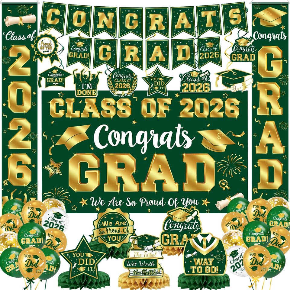 LINHAXM graduation banner Class of 2026 adds festive school colors to any venue.