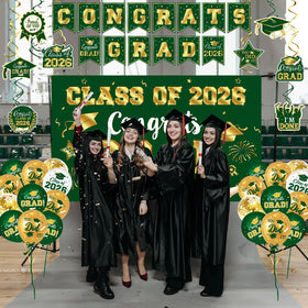 LINHAXM hanging swirls in green and gold add motion to celebrations.