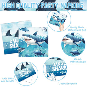 LINHAXM shark birthday cups and cutlery for quick serving and disposal