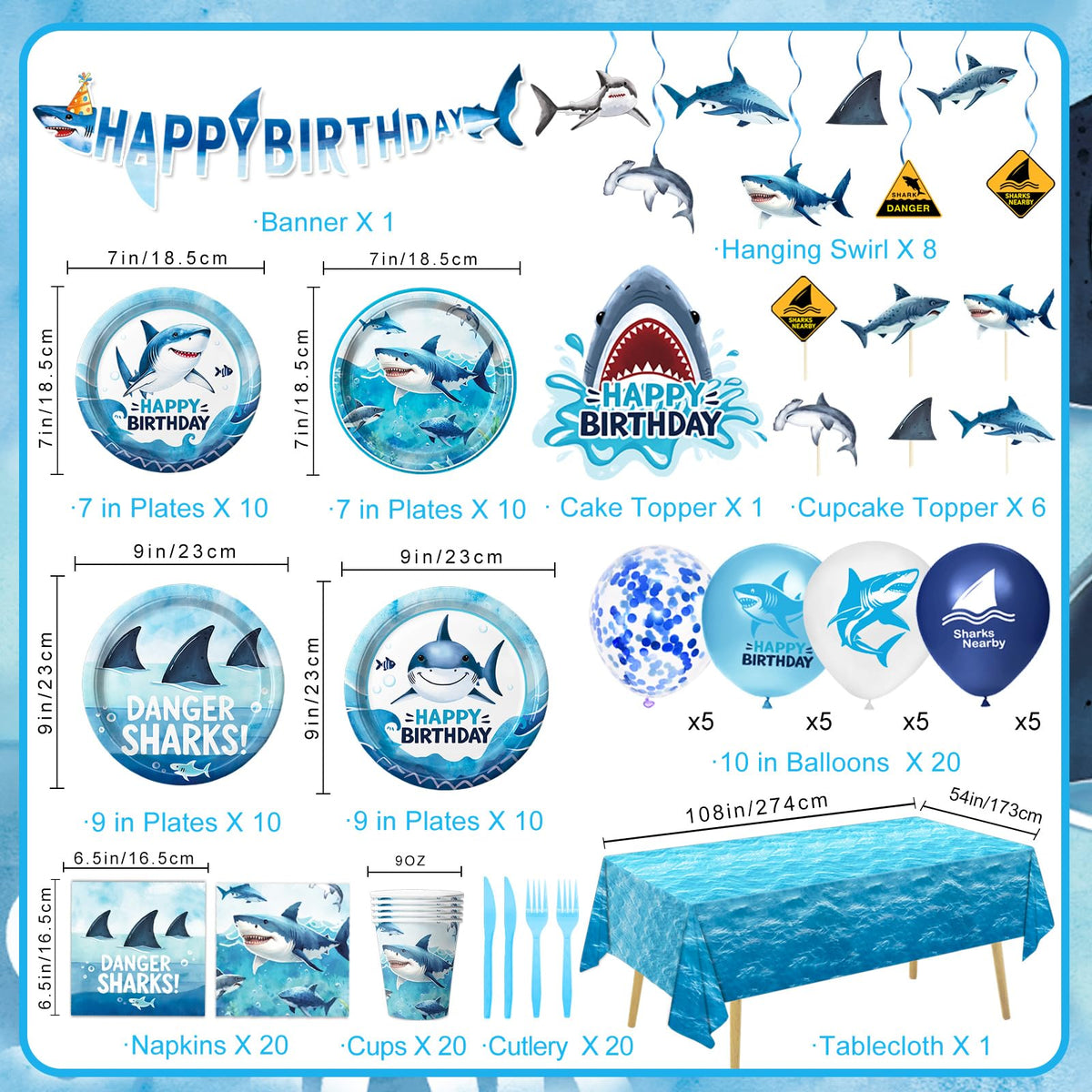 LINHAXM shark birthday dessert plates add playful ocean vibe to treats