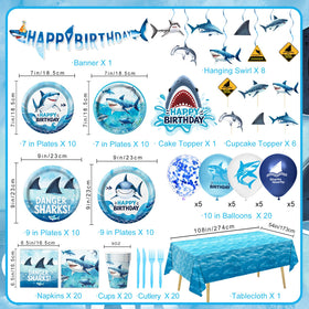 LINHAXM shark birthday dessert plates add playful ocean vibe to treats