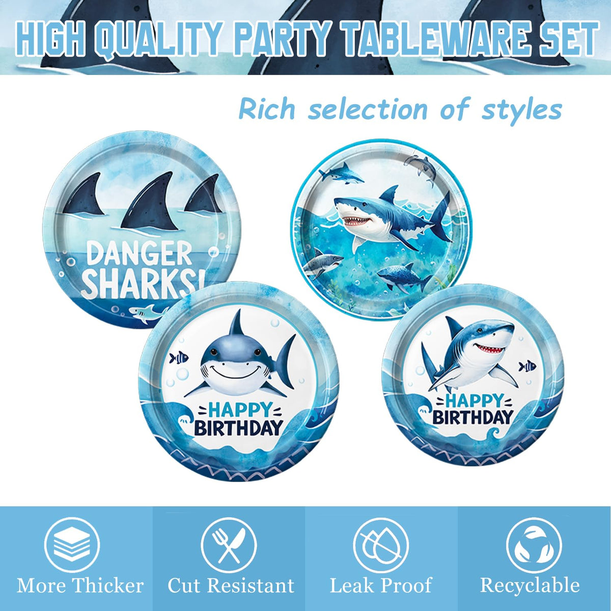 LINHAXM shark birthday napkins for easy cleanup and sea-themed table setting