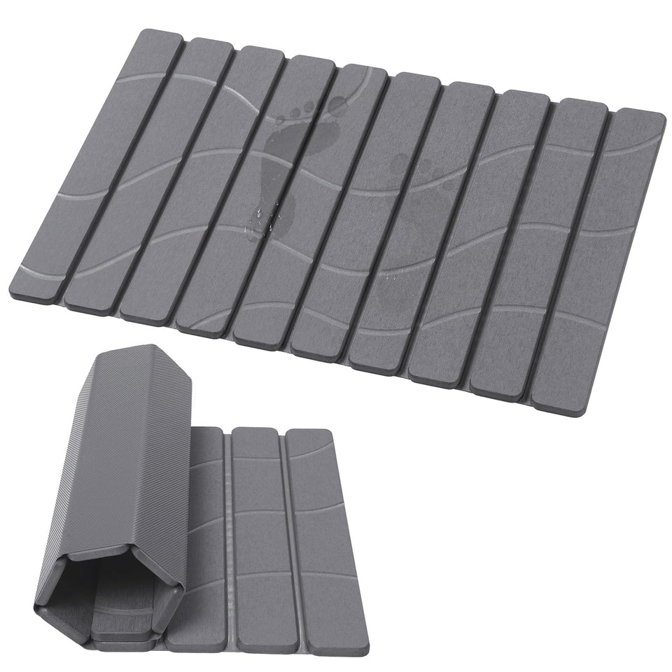 Linidcoud foldable diatomite bath mat—full-size with quick-dry performance for bathrooms