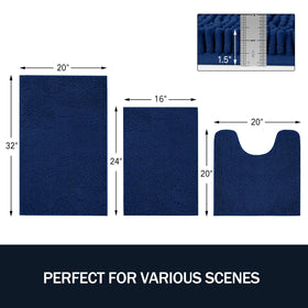 LINLA navy large rug that absorbs moisture and stays soft